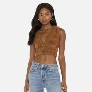 NWT For Love & Lemons Helena Crop Sweater Vest Size M